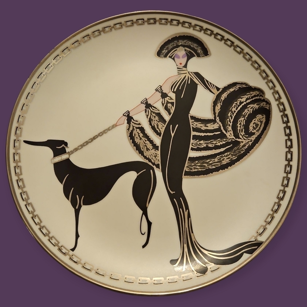 THE FRANKLIN MINT 1993 House of Erte Symphony in Black Porcelain Plate